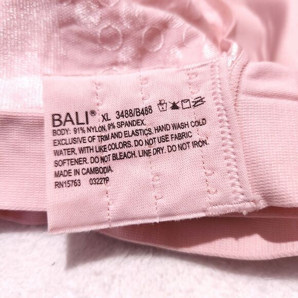 Bali Bra Size  XL Pink Comfort Flex Fit Wireless Style 3488 - Picture 4 of 9